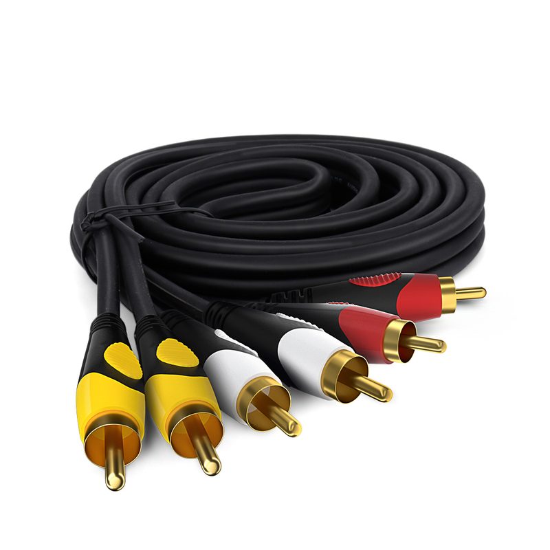 1.5m 1.8m 3m 5m 3 Rca to 3 Rca Male to Male Av Cable Wholesale Video Cable Connector Plug Stereo Audio Cable