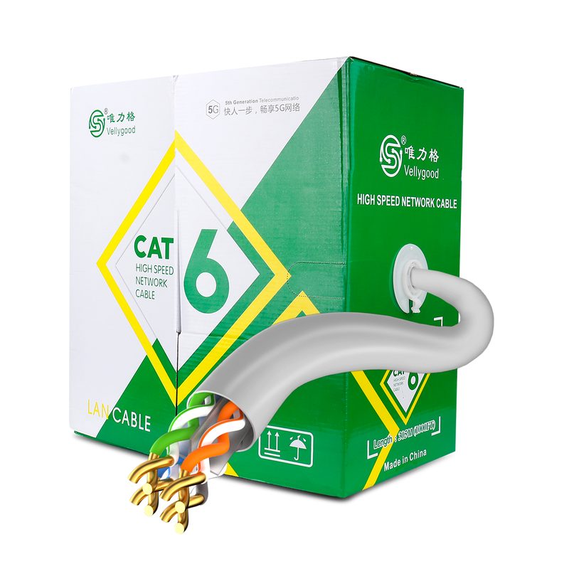 Cat6 Ethernet Cable 1000ft - 23 AWG Insulated Solid Bare Copper Wire Internet Cable with Noise Reducing Cross Separator 