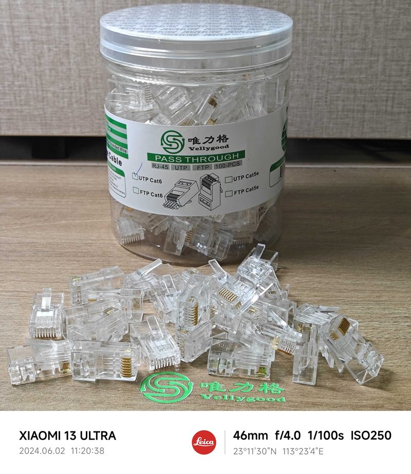 100-PACK Cat6 Connector, Cat6 / Cat5e RJ45 Connector, Ethernet Cable Crimp Connectors UTP/FTP Network Plug