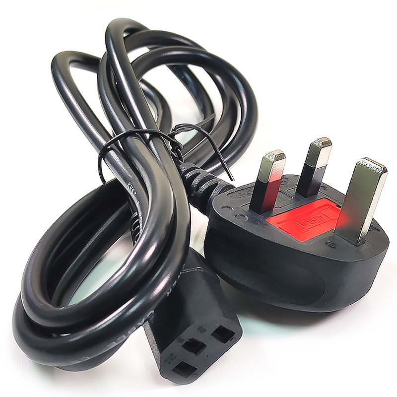 Hot Deal 1.5M Indoor UK 3 Pin Plug Copper UK Standard Extension Power Cord UK to iec C7 c13 C5