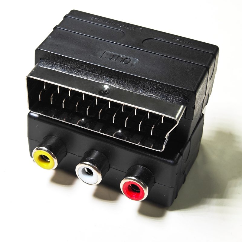 Scart to RCA cable adpater 21pin RGB Scart make to 3RCA female AV Audio video TV converter