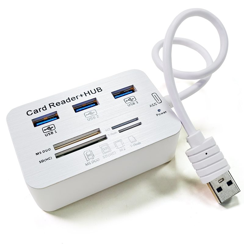 Mini USB 3.0 Multi Hub + Card Reader COMBO High Speed USB Hub with MS/S D/M2/TF Card Reader 3Ports USB Splitter for Lapt