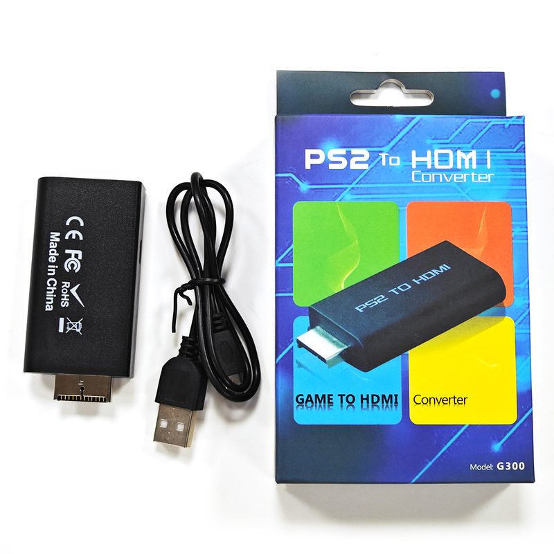 PS2 to HDMI-compatible Audio Video Converter Adapter with 3.5mm Audio Output for PS2 Display Modes