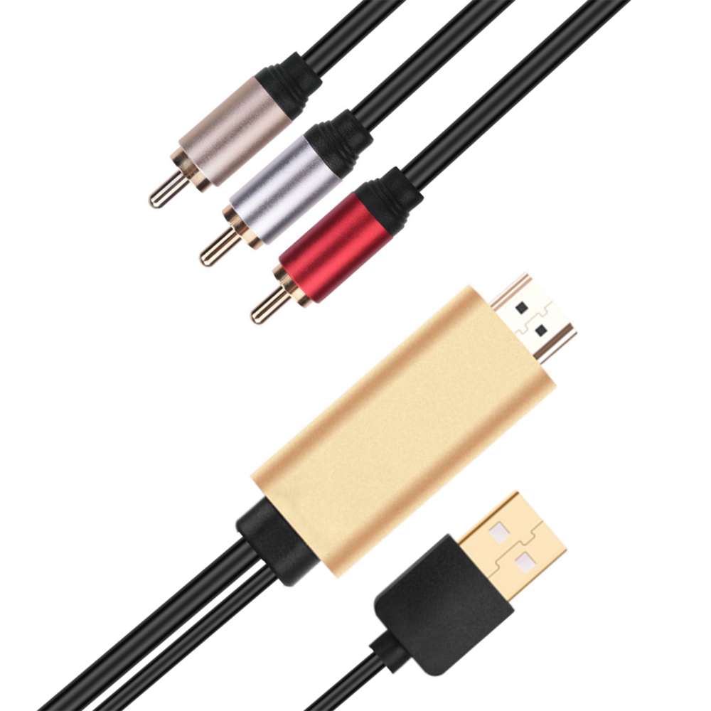 1080P for HDMI Male to 3-RCA AV Cable 6FT Video Audio Component Converter Adapter for IC TV HDTV and DVD