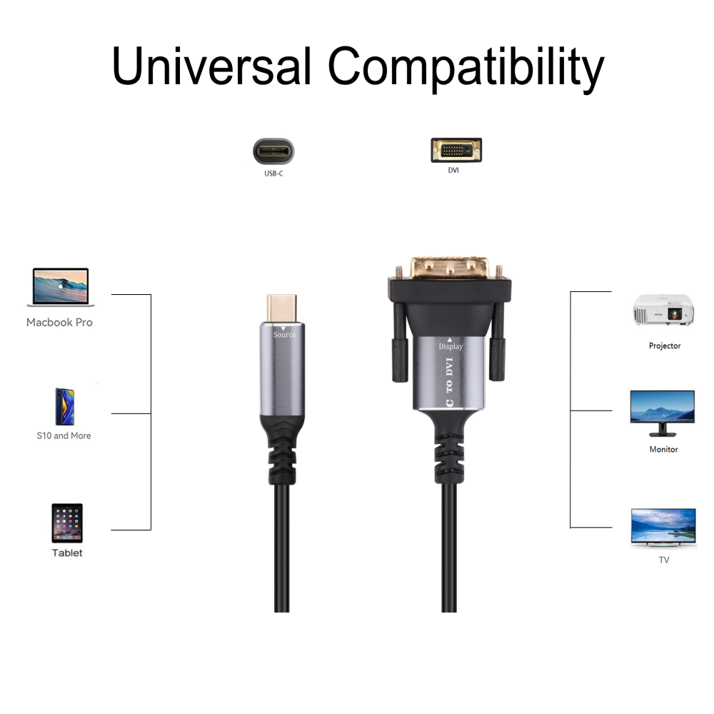 1.8m USB C to VGA Adapter Cable 1080P Type C VGA Converter for Laptop UHD Projector for HDMI Connector for Speaker HDTV 